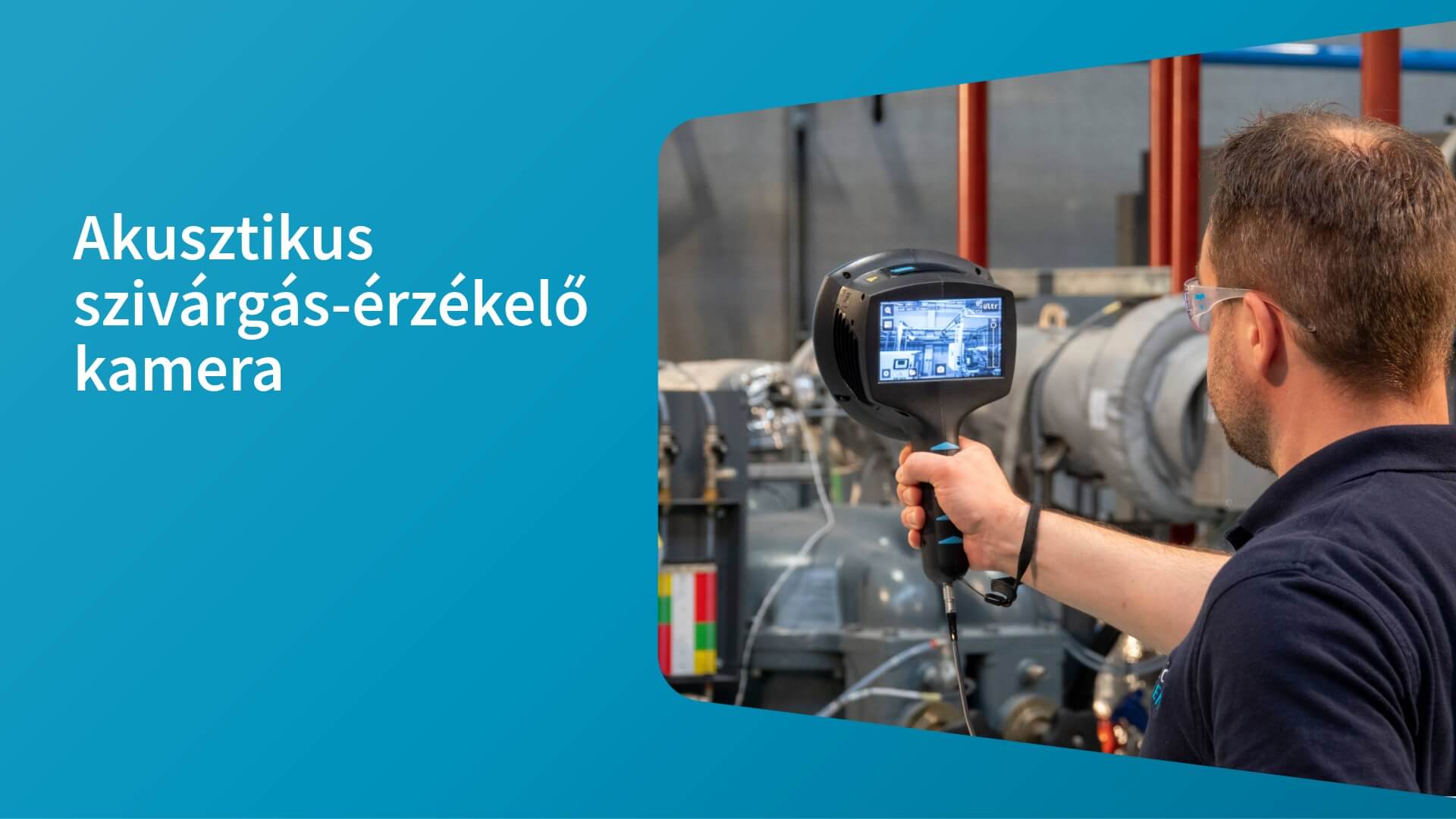 sűrített levegő szakértő szivárgást keres egy akusztikusa szivárgásérzékelő kamerával